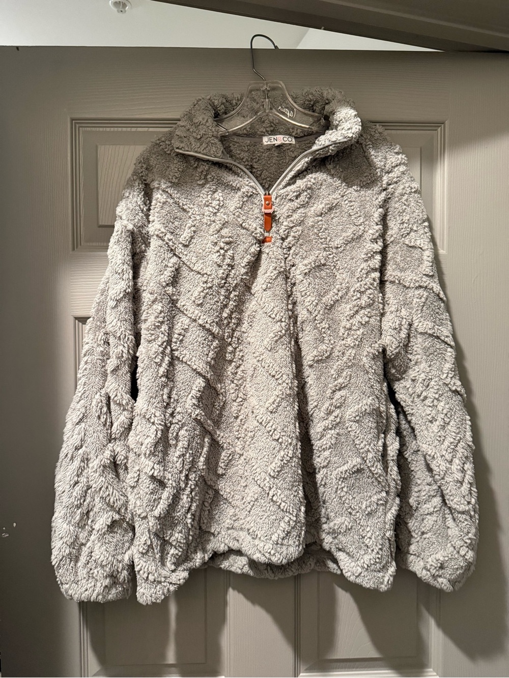 Jen & Co Plush Quarter-Zip Pullover - Light Gray